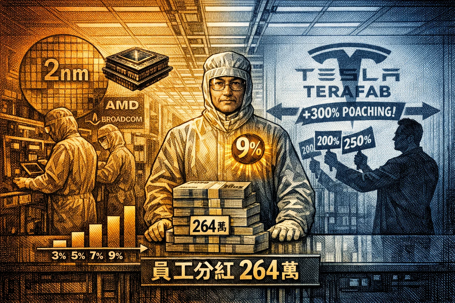 台积电S+资深工程师加薪9% 人均分红264万 马斯克三倍薪挖角逼涨薪