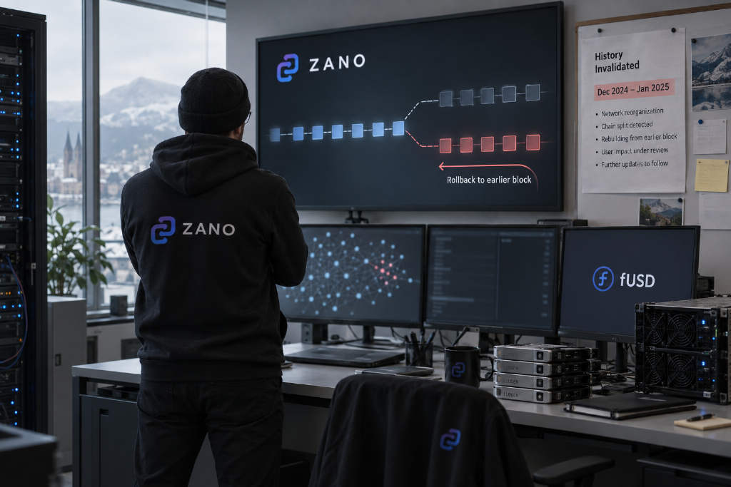 Zano 从高度 3,833,000 重启链,回滚约一个月历史