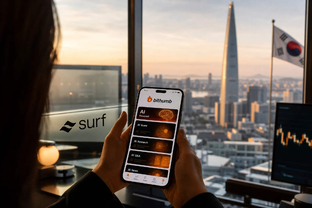 Surf 与 Bithumb 合作,AI 分析层接入 Bithumb App