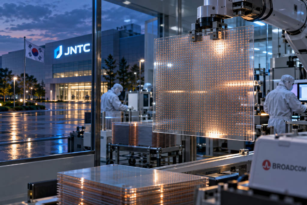 JNTC says it cut 2mm glass substrate copper filling time to minutes as Broadcom speculation grows