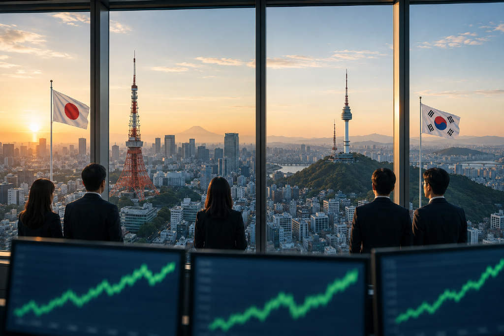 日韩股市集体收涨:日经225涨1.26%,KOSPI涨1.64%