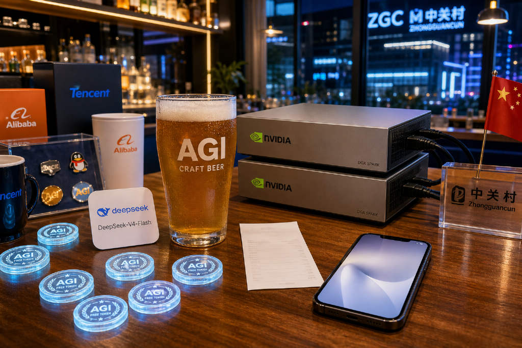AGI Bar 在店内部署 DeepSeek-V4-Flash,点单顾客可获免费 tokens