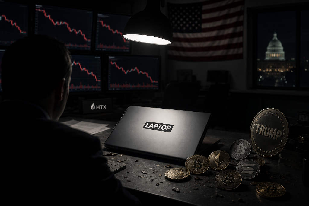 LAPTOP token announcement coincides with crypto pullback as traders revisit the TRUMP precedent