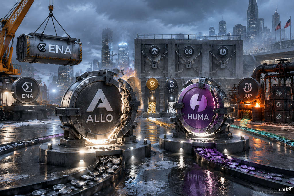 Q4 2026 token unlocks: ALLO, HUMA, ENA and JUP show diverging supply paths