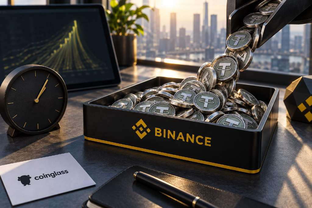 Coinglass shows Binance posted a 1-hour net inflow of 33.0617 million USDT