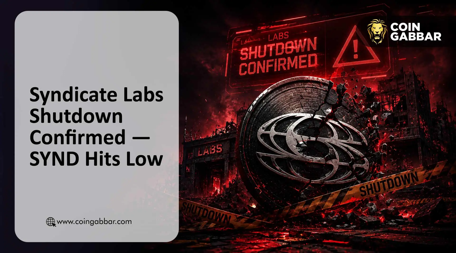Syndicate Labs停运:融资2700万美元后退出,SYND重挫99.6%