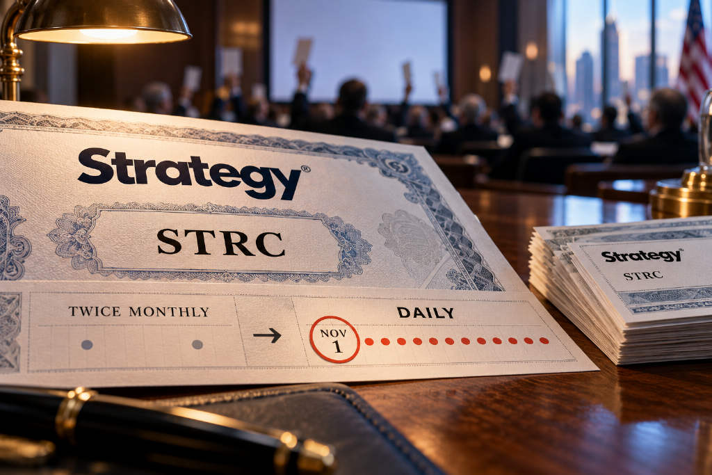 Strategy股东通过STRC每日派息提案，11月1日起调整