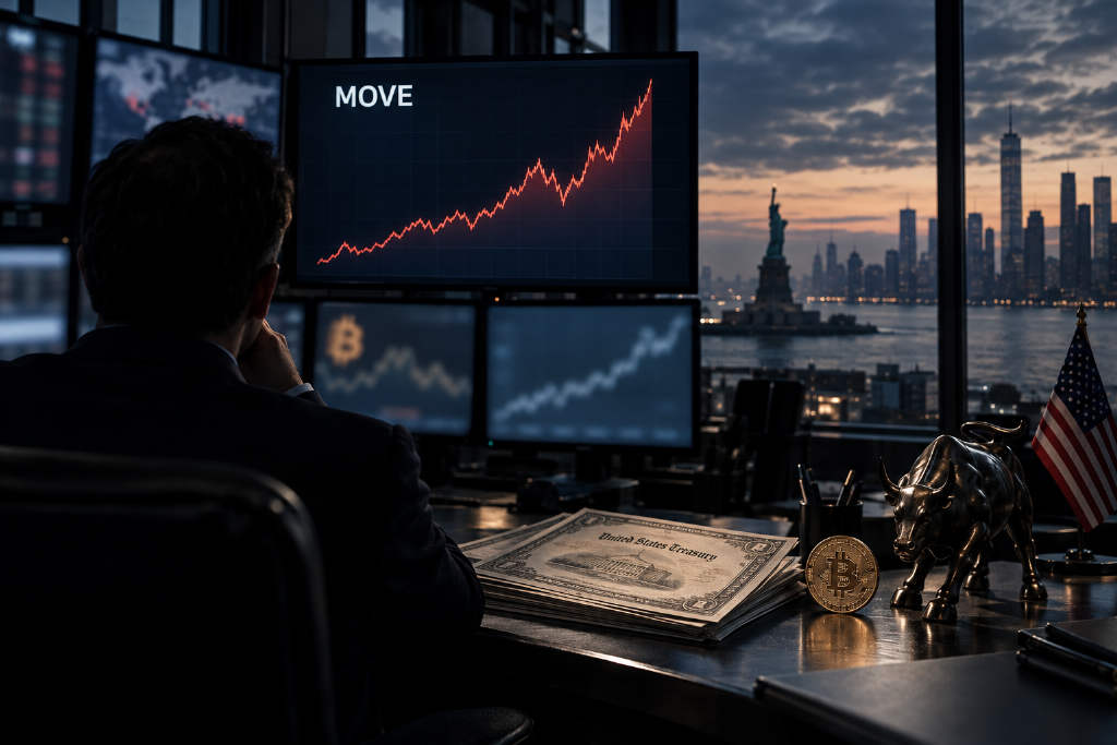 Rising bond-market volatility is flashing a warning that bitcoin and stocks have yet to price in