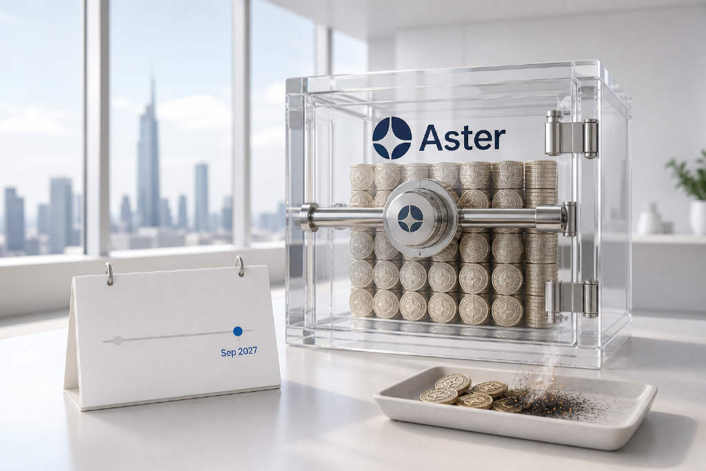 Aster 将团队 4 亿枚 ASTER 解锁期限延长 12 个月至 2027 年 9 月