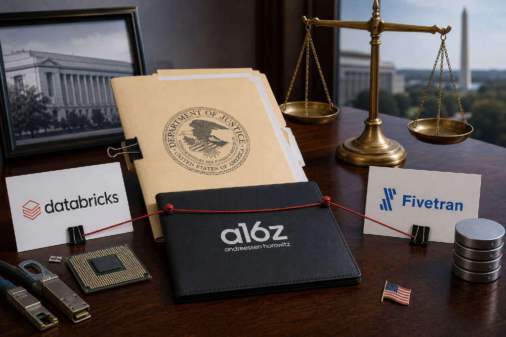 DOJ probes a16z over board seats at rivals Databricks and Fivetran