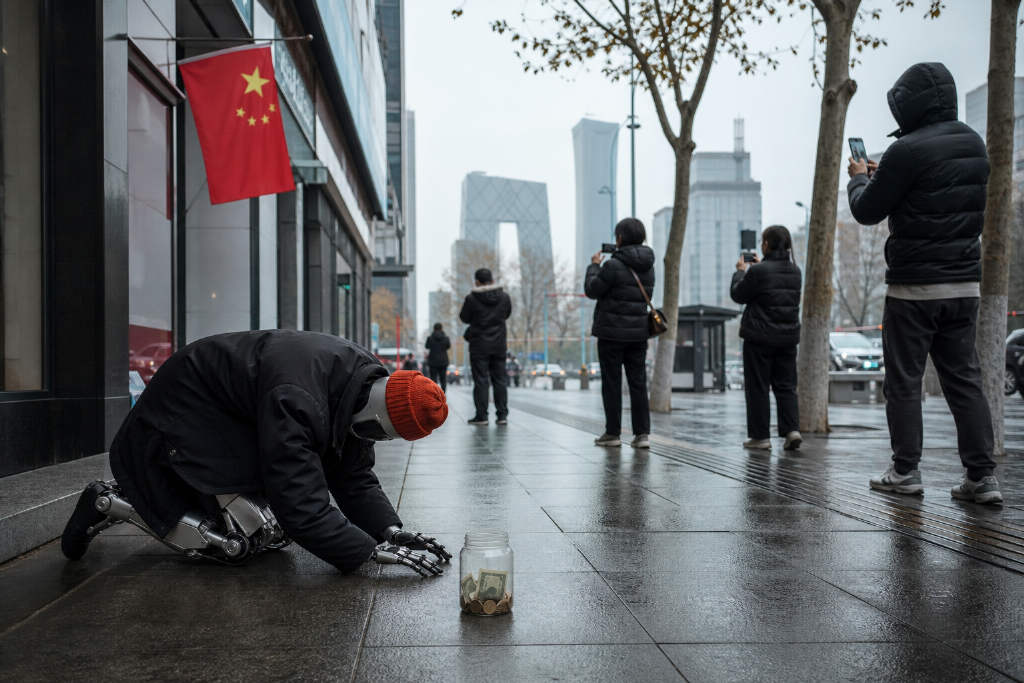 Videos of a “beggar robot” on Chinese streets go viral, but authenticity remains unverified