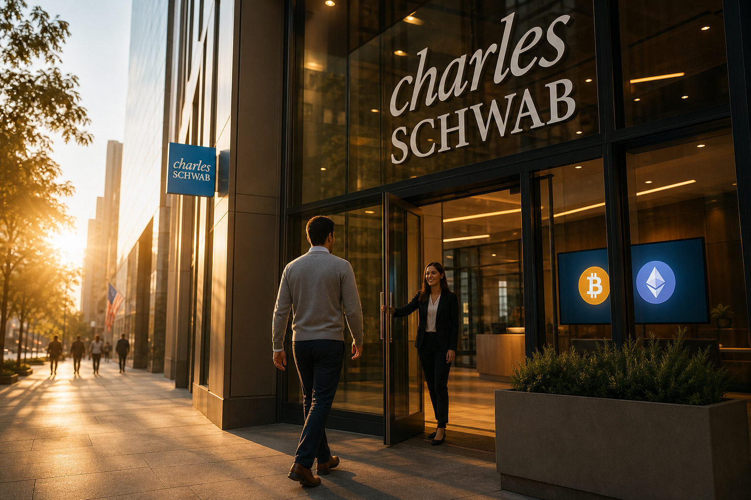 Charles Schwab 向散户开放比特币和以太坊现货交易,费率 75 个基点