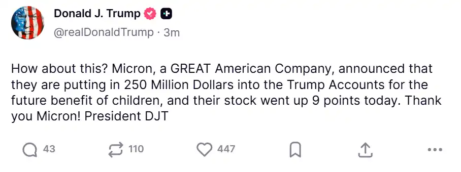 Trump’s Double Endorsement Fails to Rescue Memory Stocks: MU Falls Below $1,000, SanDisk Plunges Over 10%