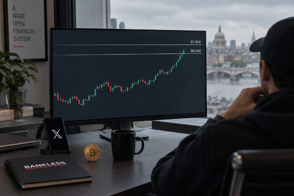 David Hoffman:比特币日线若站上 87400 美元将极度看多