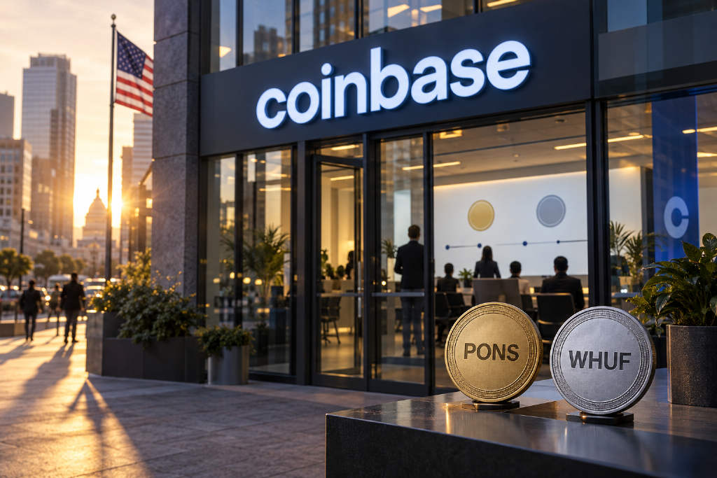 Coinbase adds PONS and WHUF to its listing roadmap