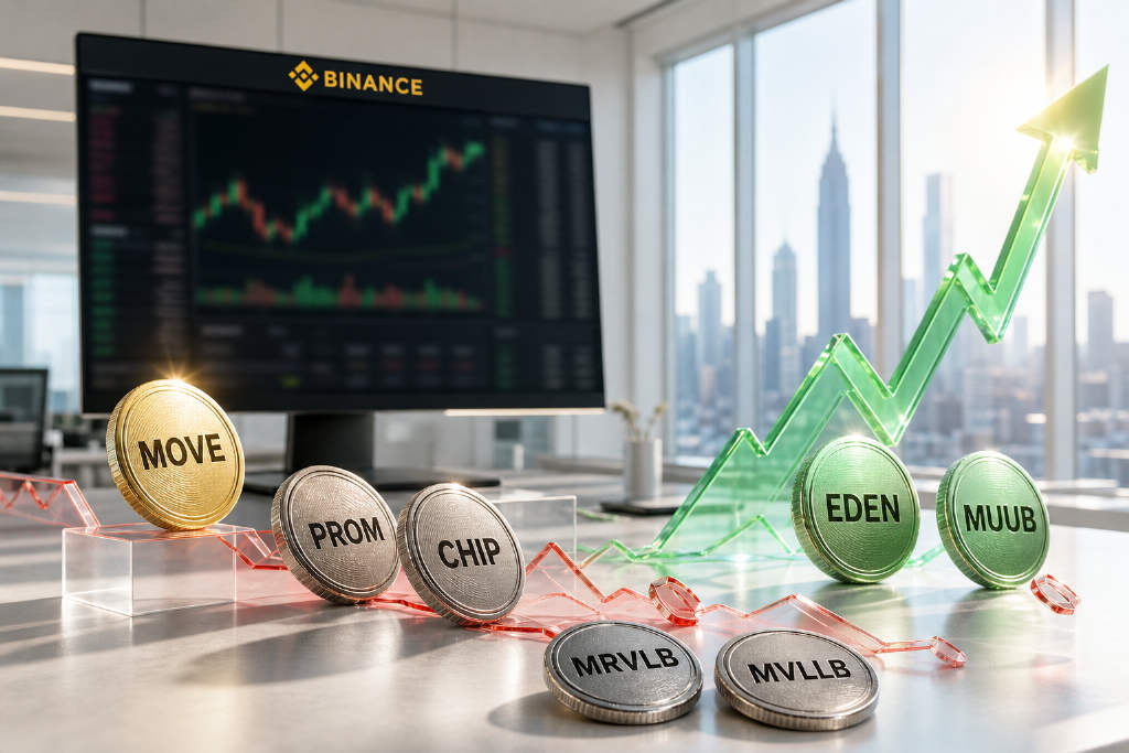 币安现货波动加剧:MOVE涨超14%,PROM与MVLLB走弱